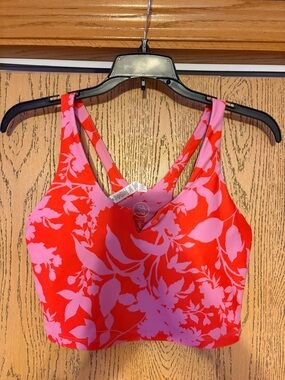 Sage Collective Red & Pink Floral Sports Bra NWOT